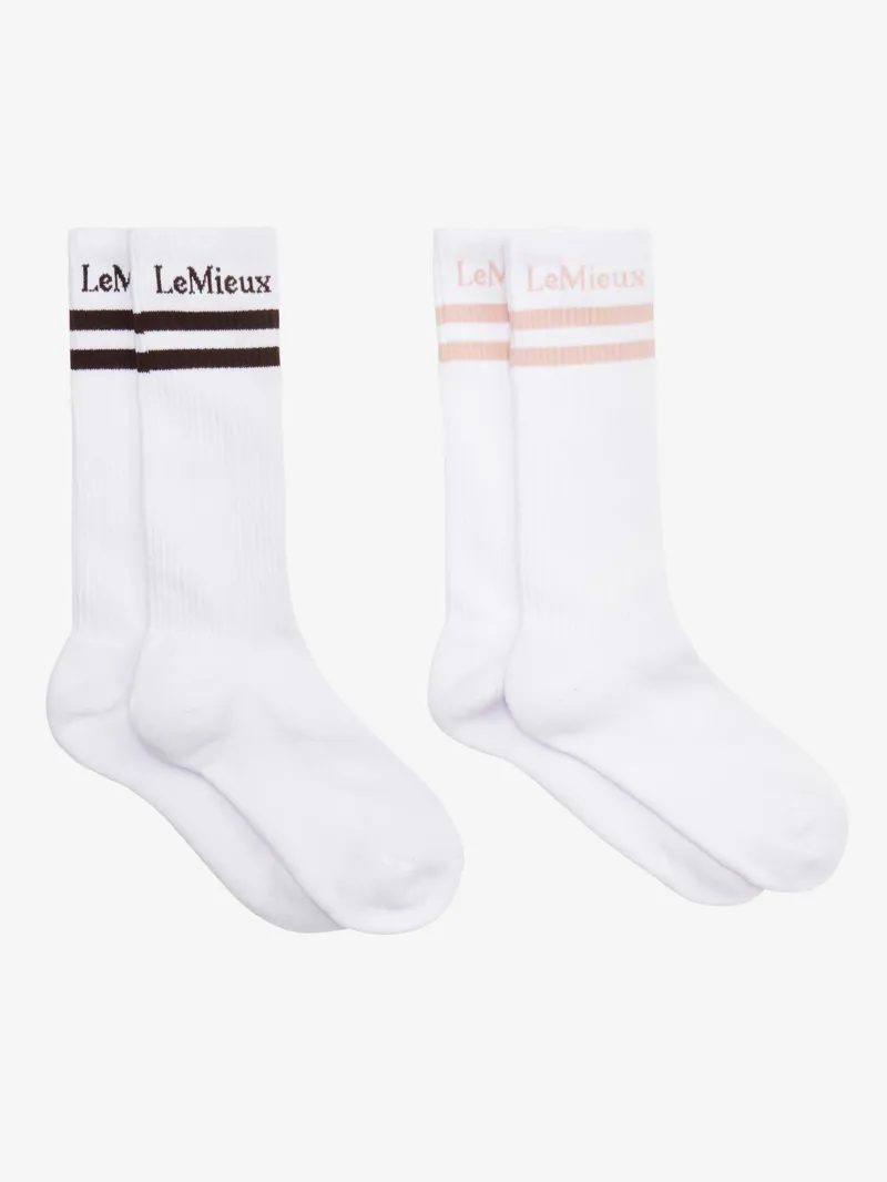 LeMieux High Crew Socks 2 Pack White-1