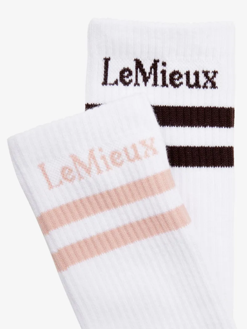 LeMieux High Crew Socks 2 Pack White-2