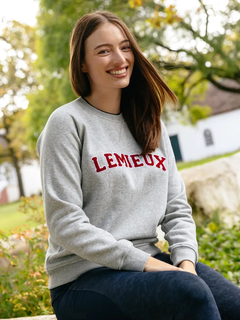 LeMieux Vida Varsity Crew Neck Sweat in Grey Marl-7