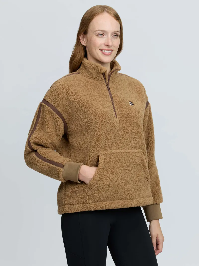 LeMieux Avery Teddy Quarter Zip Fleece in Caramel-1