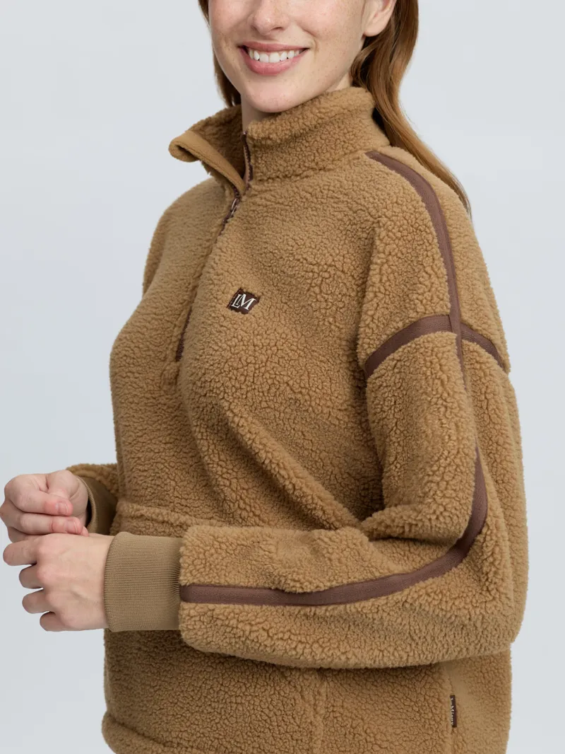 LeMieux Avery Teddy Quarter Zip Fleece in Caramel-3