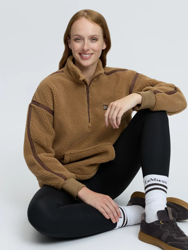 LeMieux Avery Teddy Quarter Zip Fleece in Caramel-4