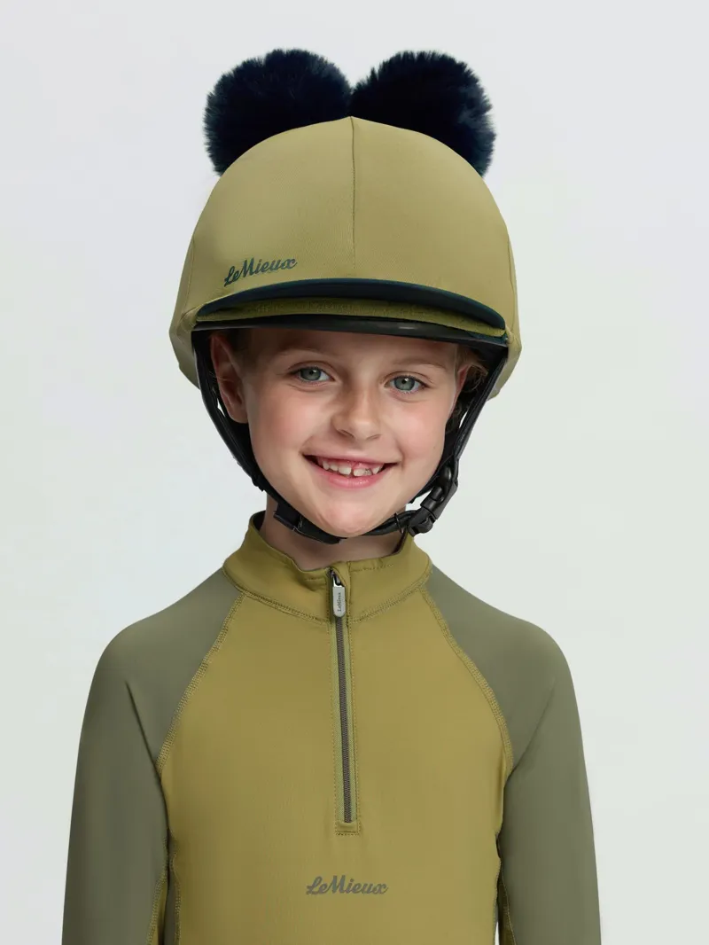LeMieux Mini Double Pom Hat Silk in Gooseberry-3