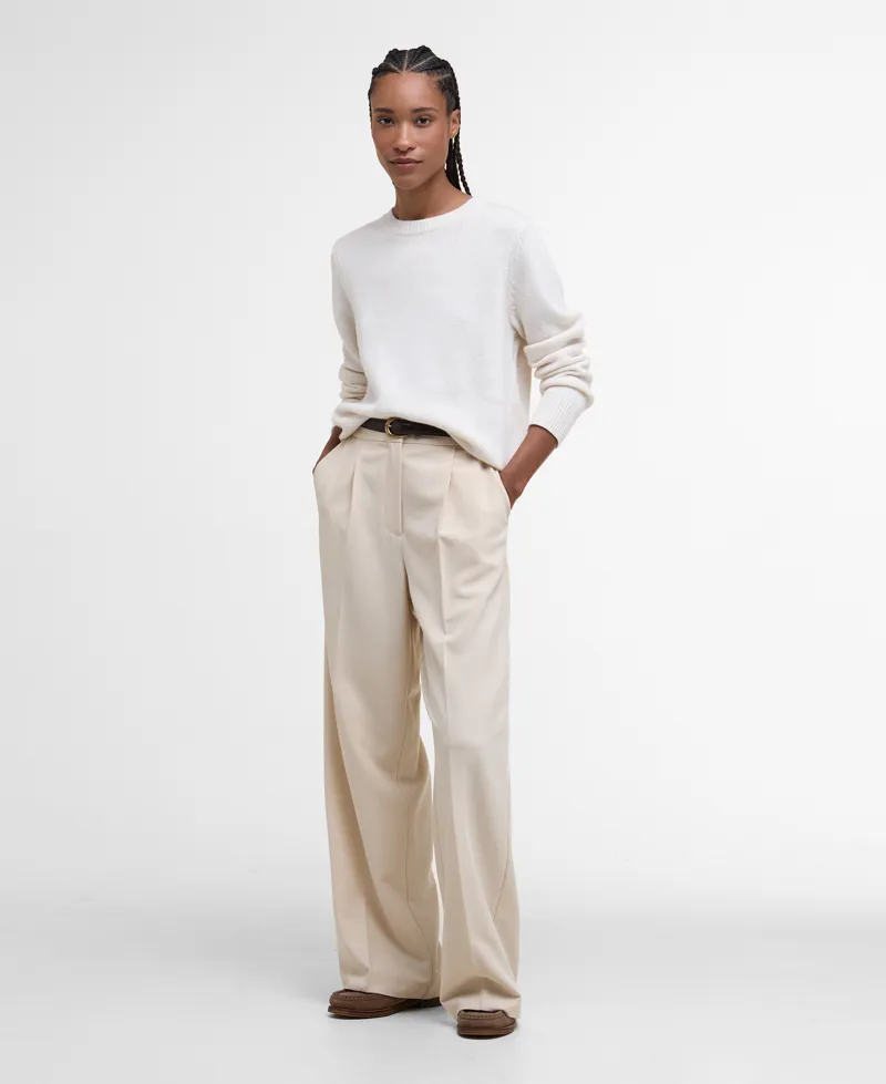 Barbour Womens Woodhouse Knit Crew Neck Jumper Ecru-1