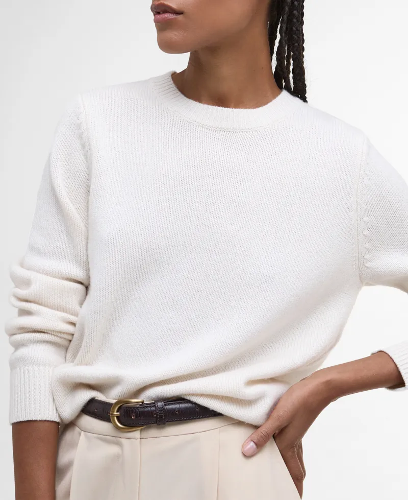 Barbour Womens Woodhouse Knit Crew Neck Jumper Ecru-4