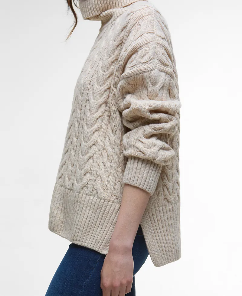 Barbour Womens Embleton Rollneck Knit Jumper Birch-4