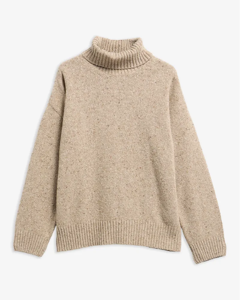 Barbour Stanford Fleck Rollneck Wool Jumper in Warm Trench