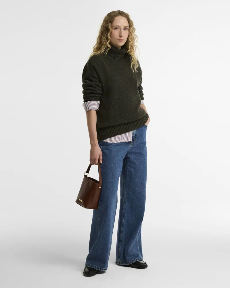 Barbour Stanford Fleck Rollneck Wool Jumper in Olive-1