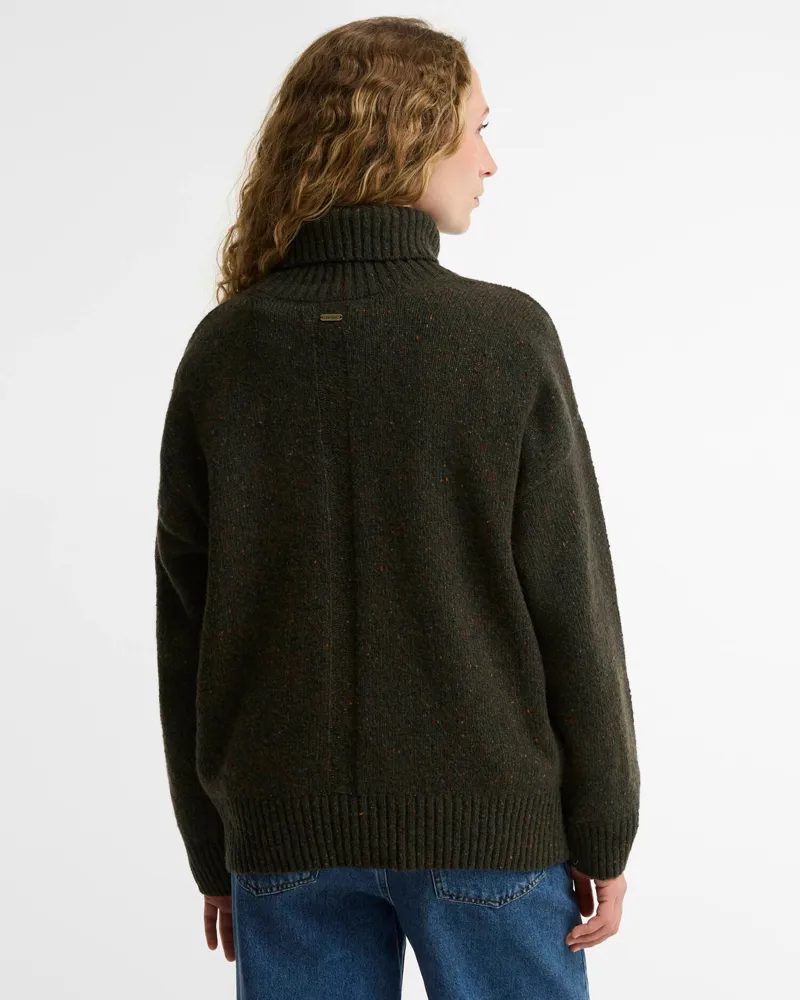 Barbour Stanford Fleck Rollneck Wool Jumper in Olive-2