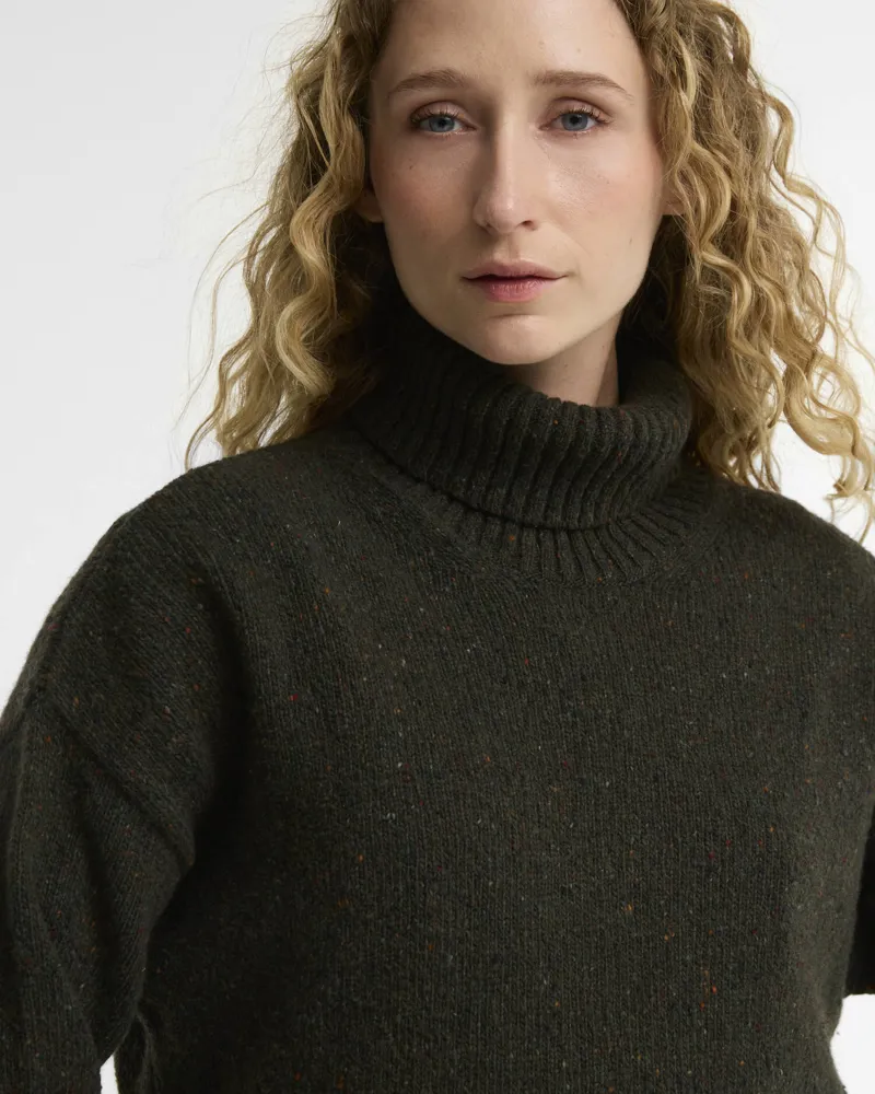 Barbour Stanford Fleck Rollneck Wool Jumper in Olive-3