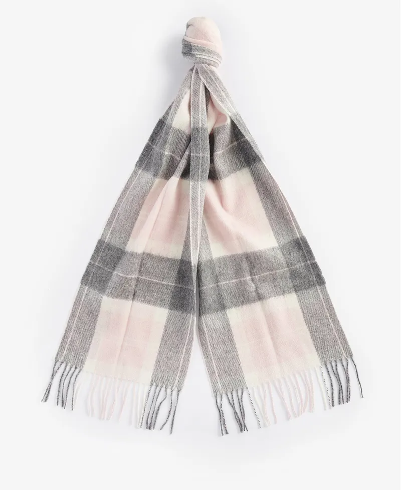 Barbour Ladies Tartan Scarf Pink/Grey Tartan