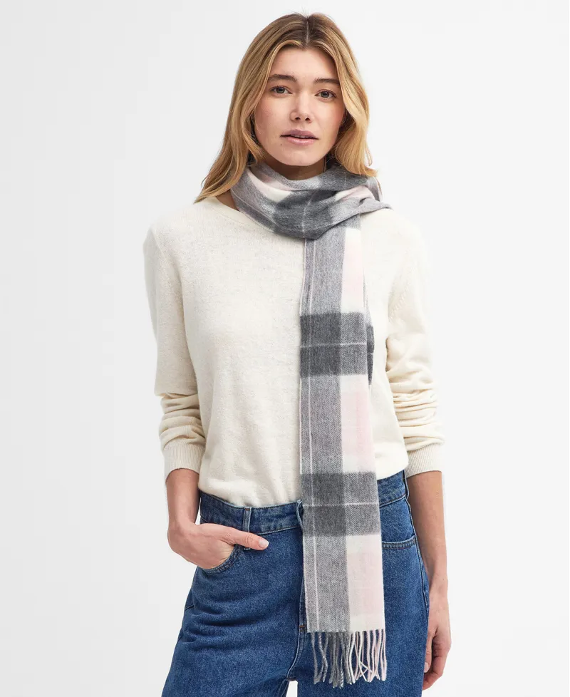 Barbour Ladies Tartan Scarf Pink/Grey Tartan-4