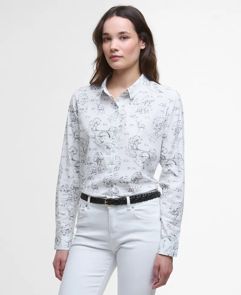 Barbour Womens Safari Relaxed Long-Sleeved Shirt Woodland Print