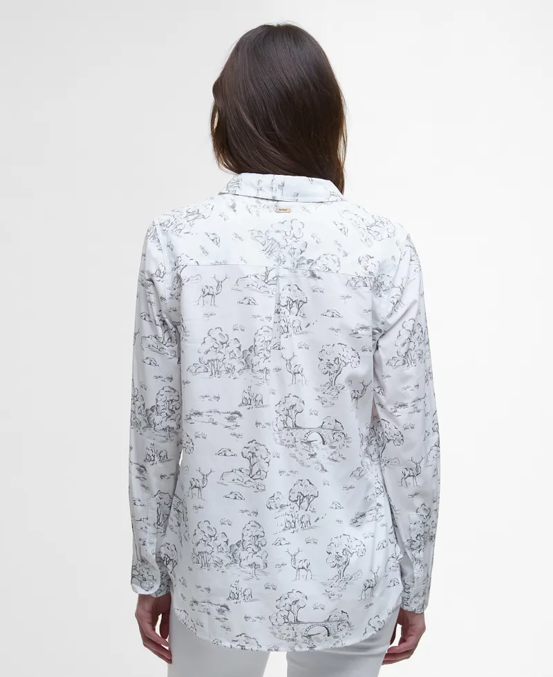 Barbour Womens Safari Relaxed Long-Sleeved Shirt Woodland Print-2