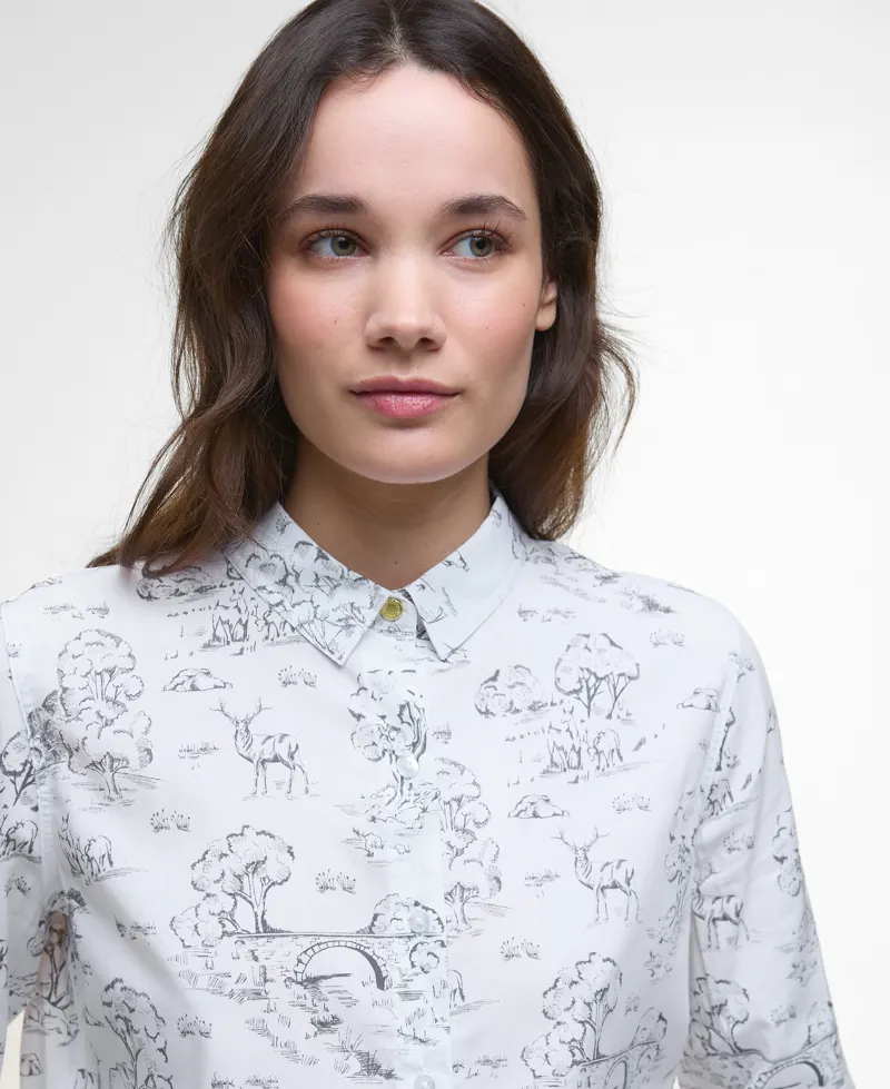 Barbour Womens Safari Relaxed Long-Sleeved Shirt Woodland Print-3