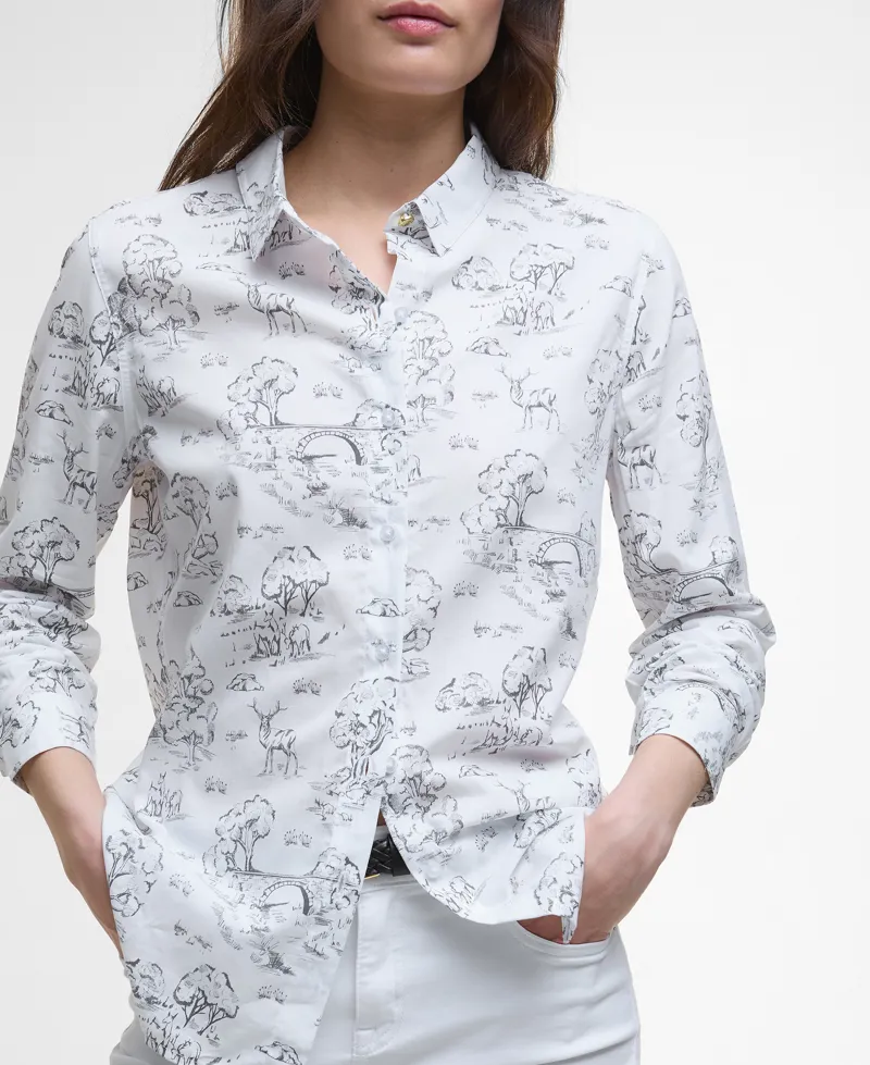 Barbour Womens Safari Relaxed Long-Sleeved Shirt Woodland Print-4