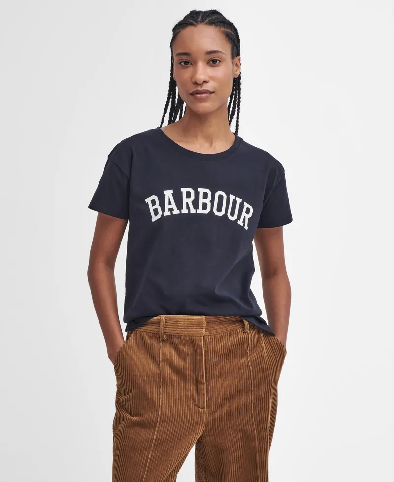 Barbour Ladies Northumberland Classic T-Shirt Navy/White