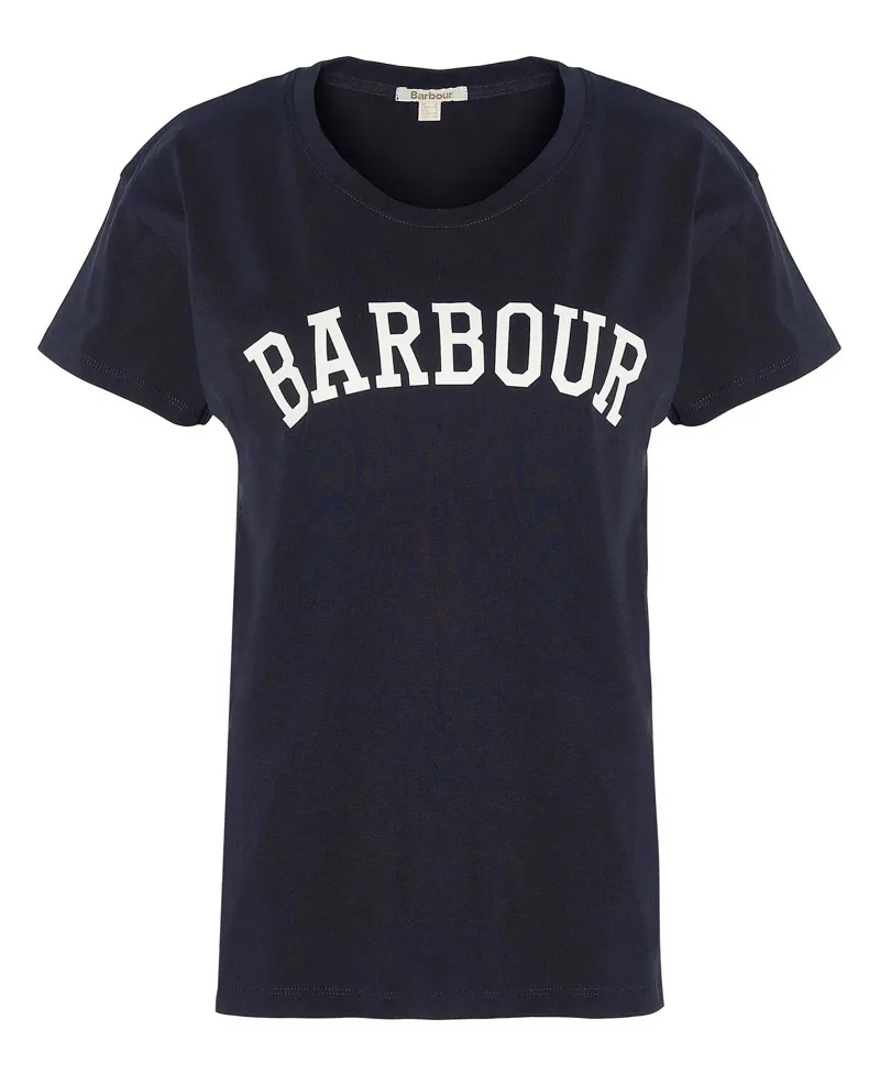 Barbour Ladies Northumberland Classic T-Shirt Navy/White-1