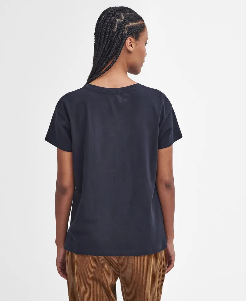 Barbour Ladies Northumberland Classic T-Shirt Navy/White-2