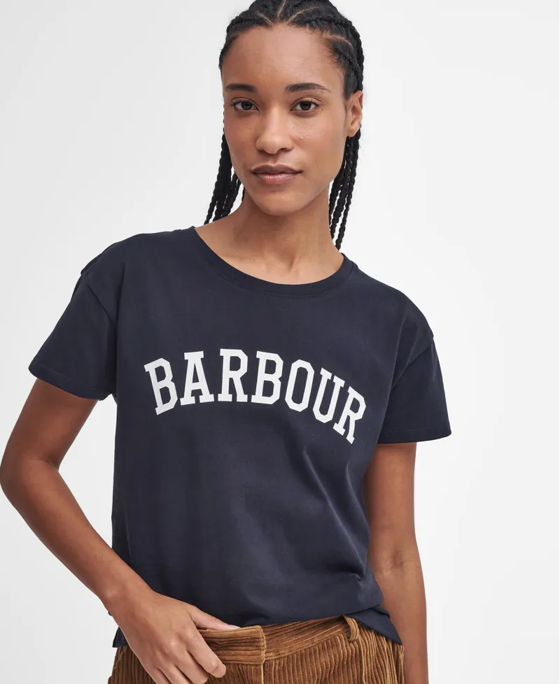 Barbour Ladies Northumberland Classic T-Shirt Navy/White-3
