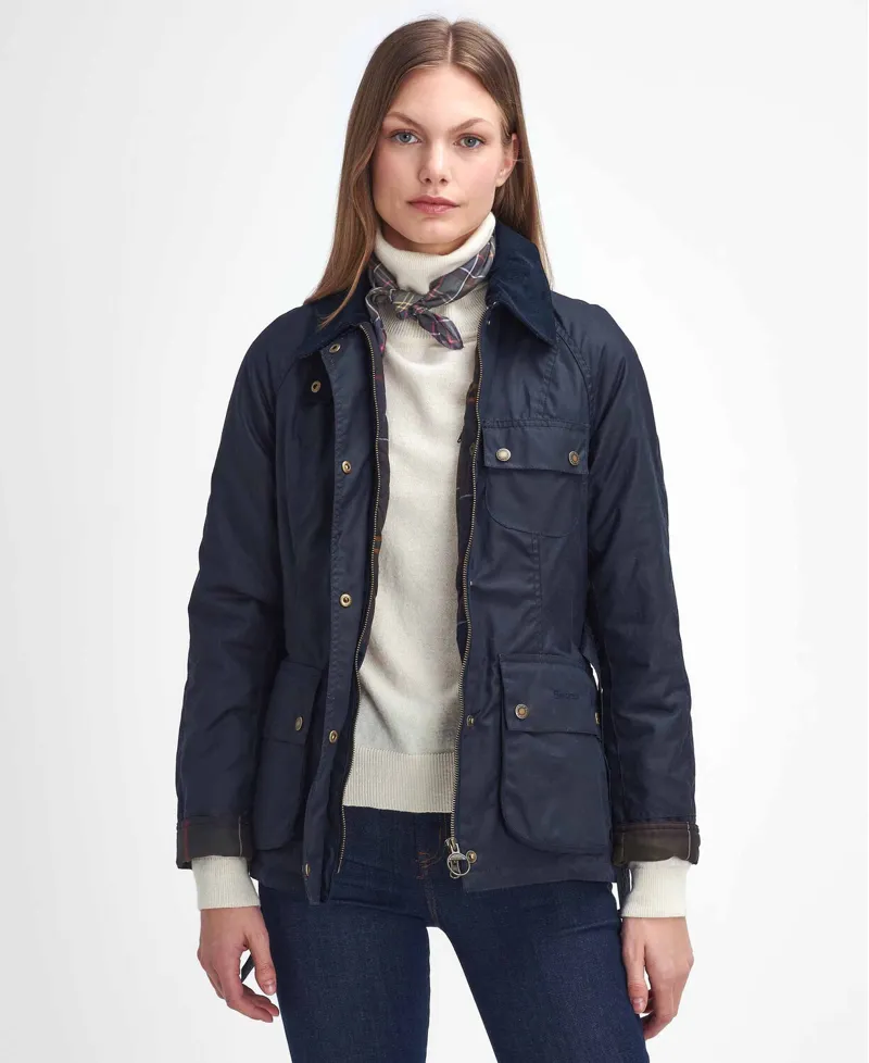 Barbour Ladies Solway Waxed Jacket Navy/Classic-1
