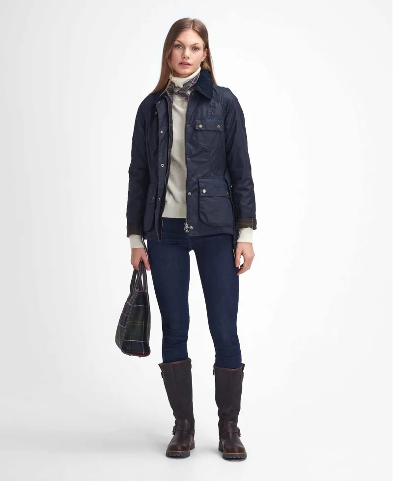 Barbour Ladies Solway Waxed Jacket Navy/Classic-5