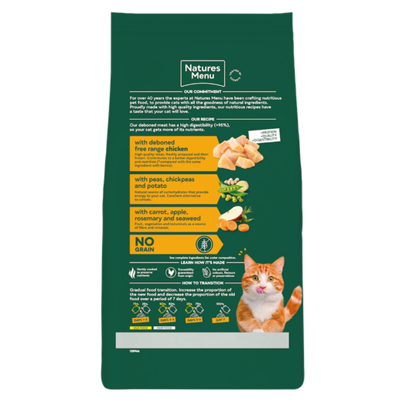 Natures Menu High in Meat Chicken Kibble for Cats 1.25kg-1