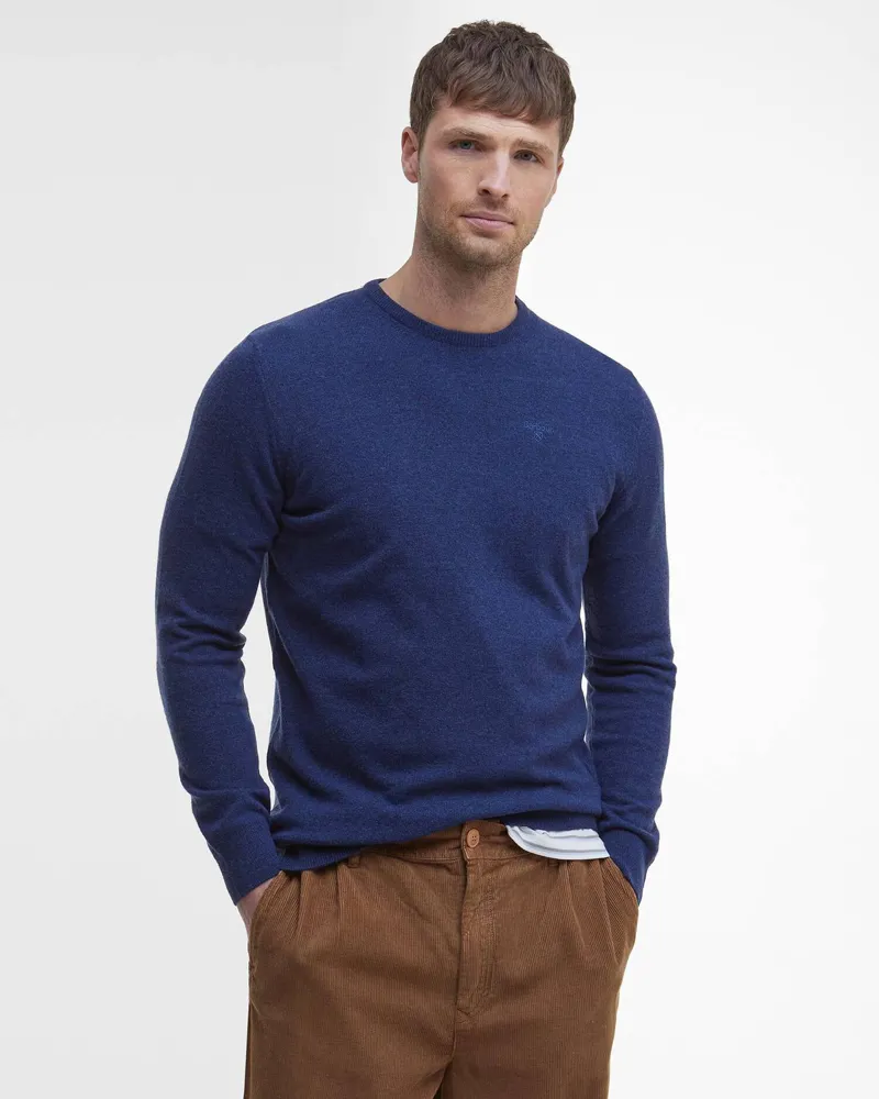 Barbour Essential Lambswool Crew Neck Jumper Deep Blue-5