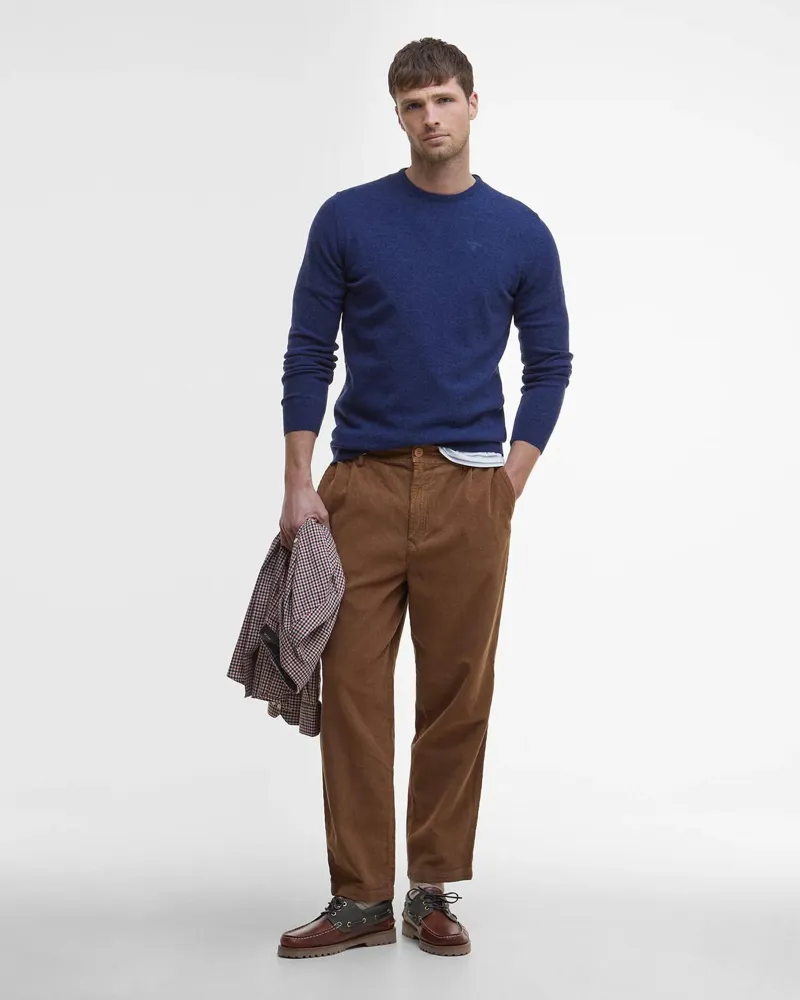 Barbour Essential Lambswool Crew Neck Jumper Deep Blue-1