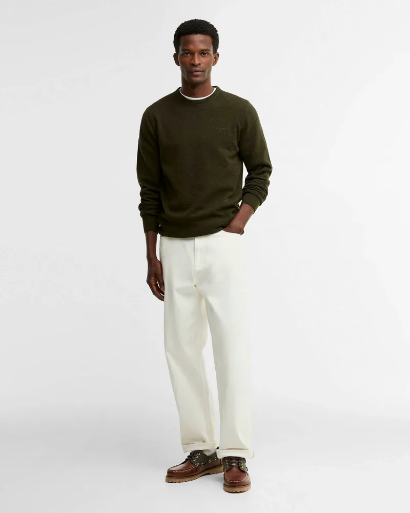 Barbour Essential Lambswool Crew Neck Jumper Seaweed-1