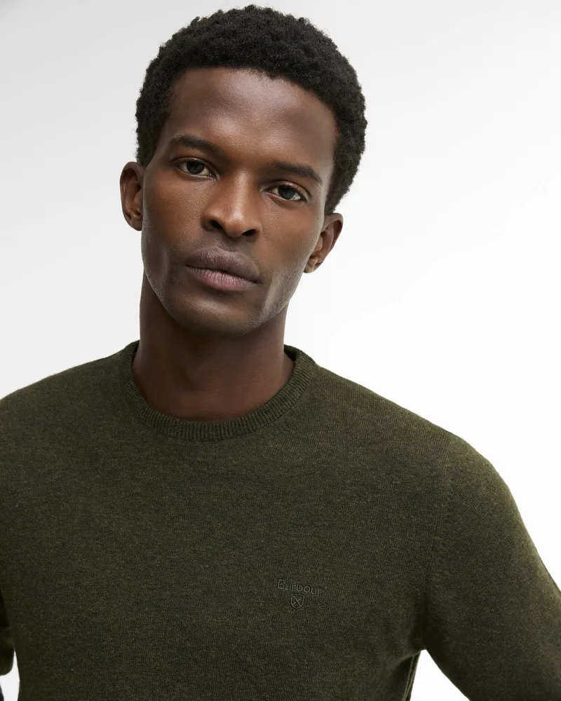 Barbour Essential Lambswool Crew Neck Jumper Seaweed-3
