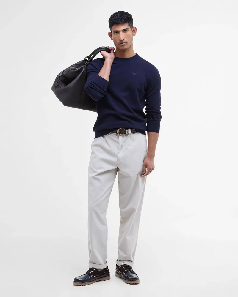 Barbour Essential Lambswool Crew Neck Jumper Navy-1