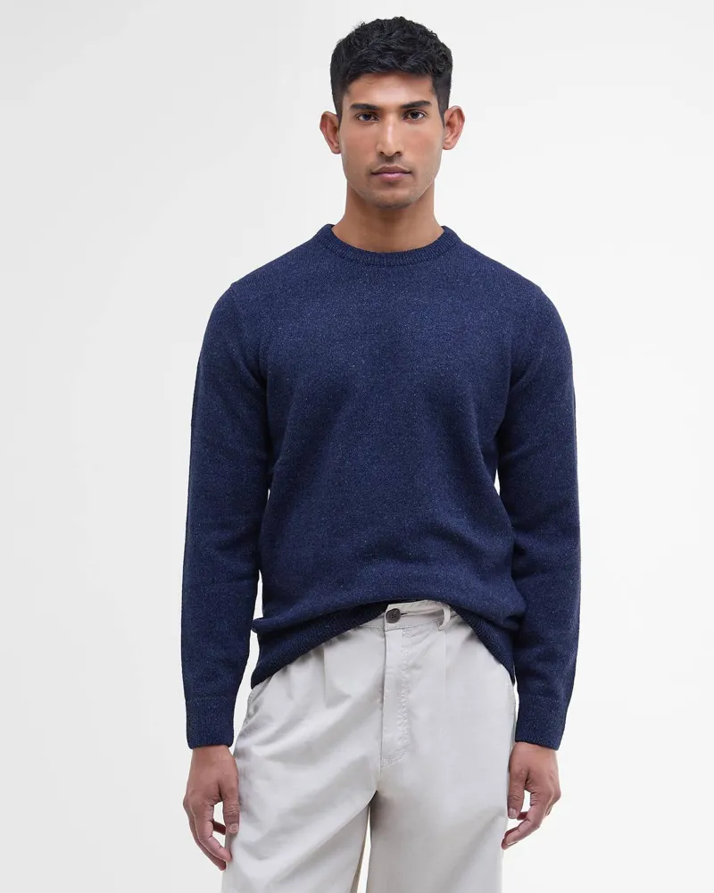 Barbour Men's Essential Tisbury Crew-Neck Jumper Deep Blue-3