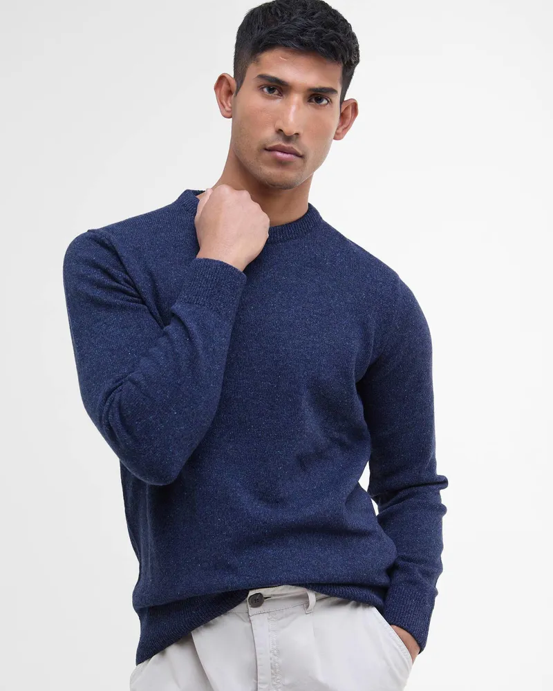 Barbour Men's Essential Tisbury Crew-Neck Jumper Deep Blue-2