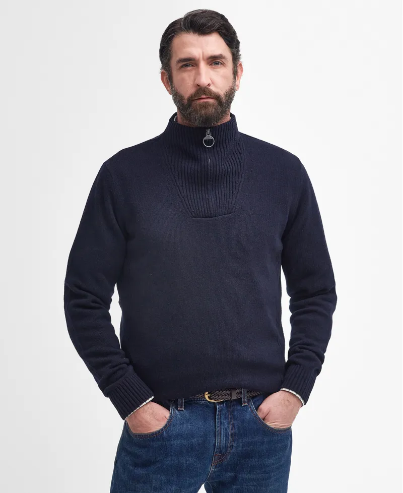 Barbour Mens Nelson Essential Half Zip Sweater Navy-1