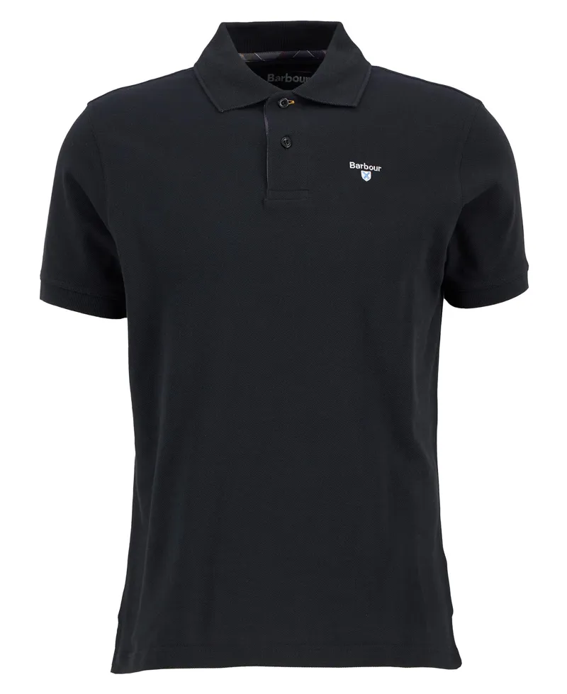 Barbour Men's Tartan Piqué Polo Shirt Black Modern-4