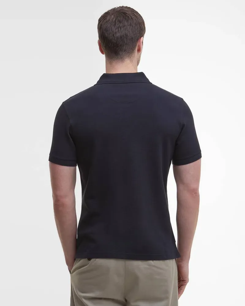 Barbour Men's Tartan Piqué Polo Shirt Black Modern-1