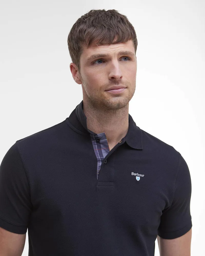 Barbour Men's Tartan Piqué Polo Shirt Black Modern-2