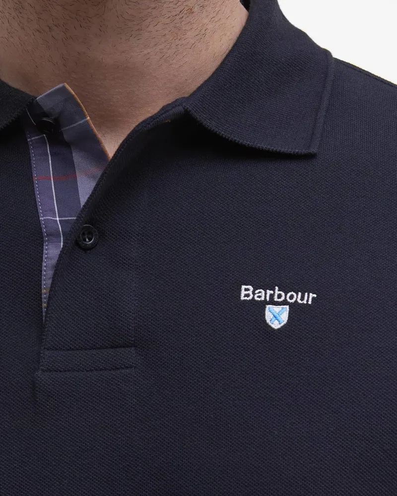 Barbour Men's Tartan Piqué Polo Shirt Black Modern-3