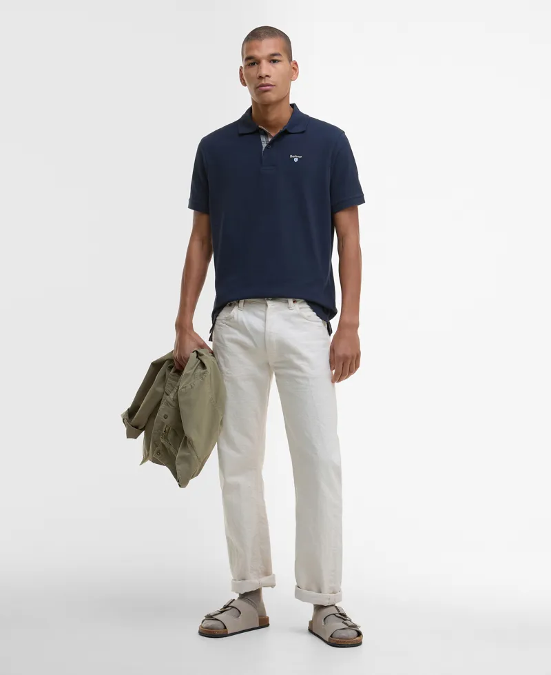 Barbour Mens Tartan Pique Polo Shirt New Navy-1