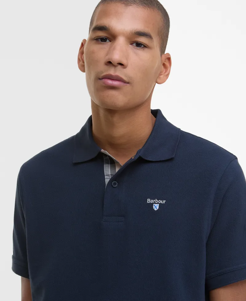 Barbour Mens Tartan Pique Polo Shirt New Navy-3
