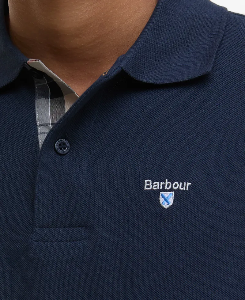 Barbour Mens Tartan Pique Polo Shirt New Navy-4