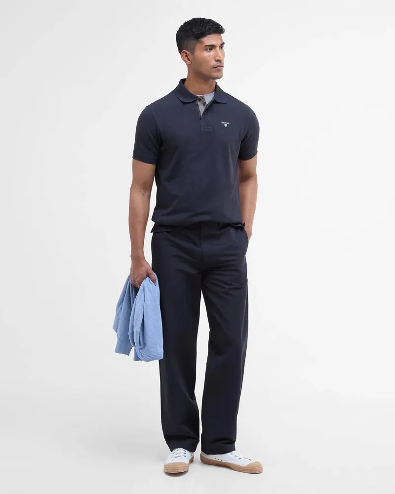  Barbour Men's Tartan Piqué Polo Shirt in Navy Dress-1