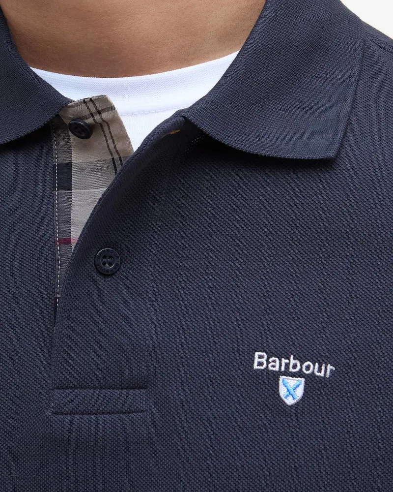  Barbour Men's Tartan Piqué Polo Shirt in Navy Dress-4