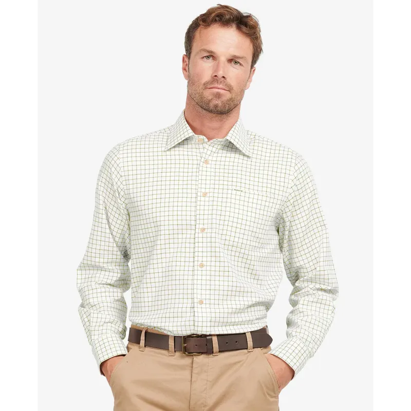 Barbour Men's Field Tattersall Shirt in Green/Brown-1