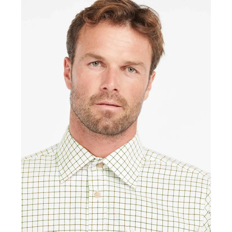Barbour Men's Field Tattersall Shirt in Green/Brown-4
