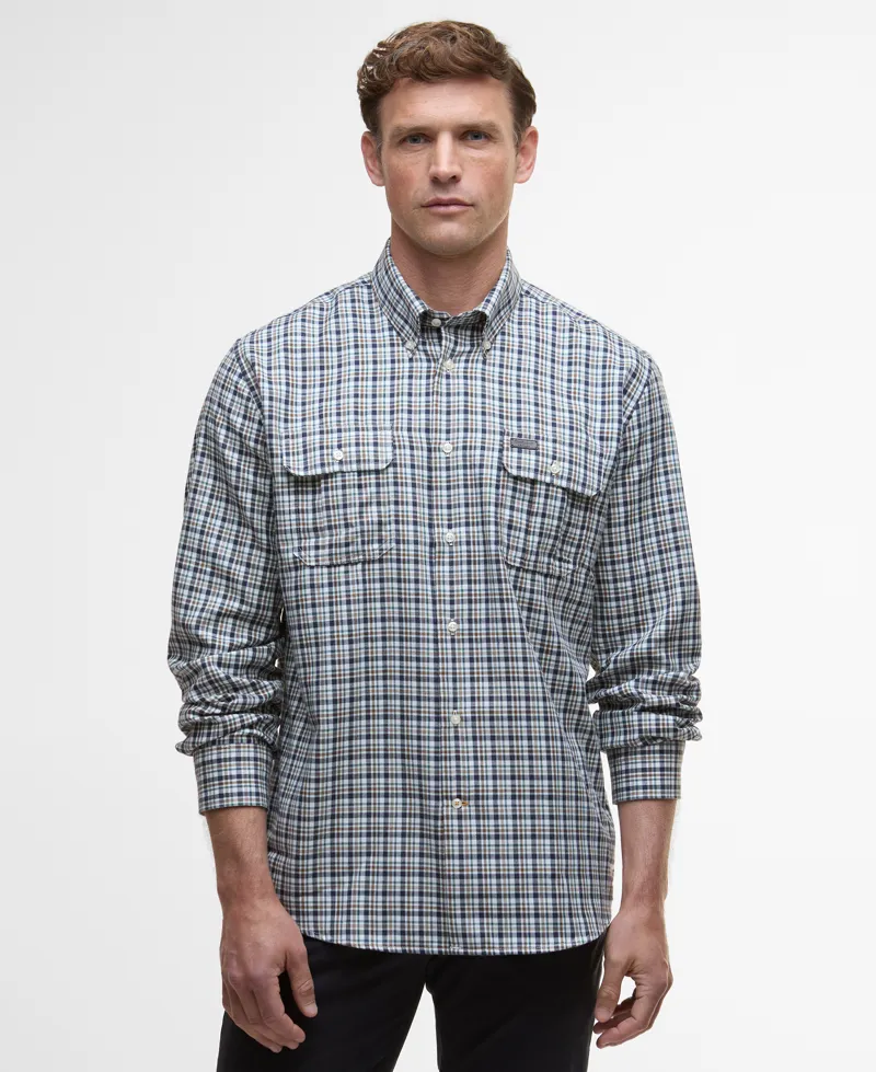 Barbour Mens Panwell Thermo-Weave Checked Shirt Navy