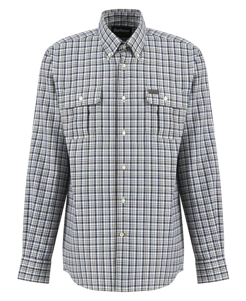 Barbour Mens Panwell Thermo-Weave Checked Shirt Navy-5