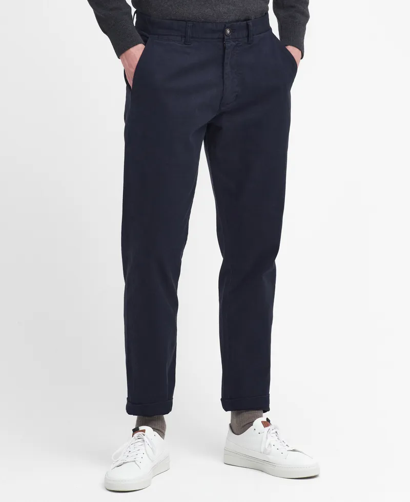 Barbour Mens Washed Stretch Tailored Trousers Dark Navy