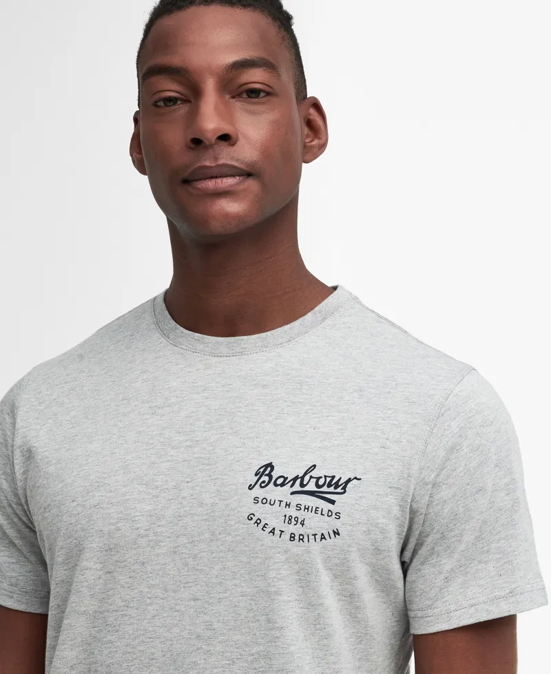 Barbour Mens Script Graphic T-Shirt Grey Marl-3